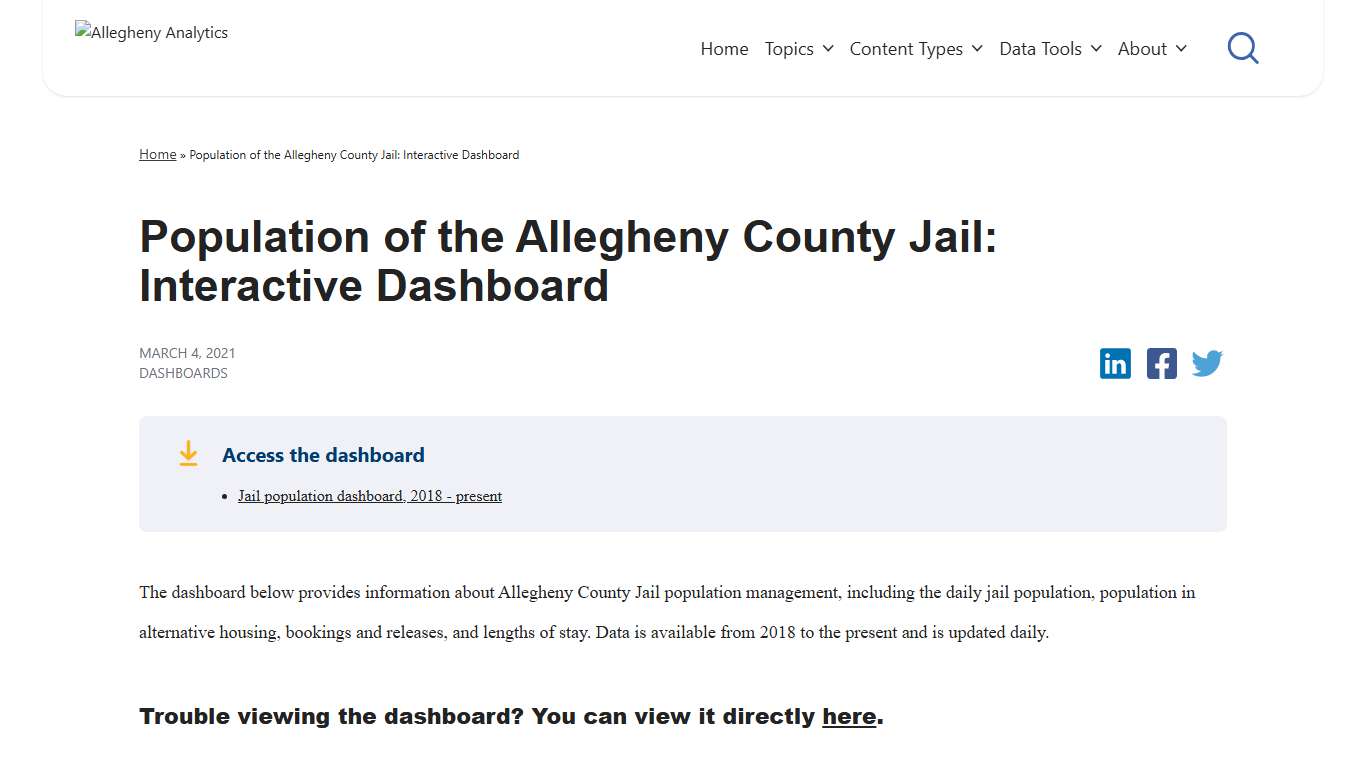 Population of the Allegheny County Jail: Interactive Dashboard - Allegheny Analytics